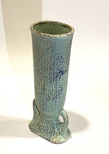 Antique Japanese Art Pottery Urn Flower Vase Green Splatter Glaze - Picture 3 of 5