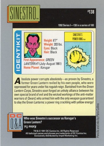 1991 DC Comics Impel Cosmic Cards Single Cards, You Pick, Finish your set! - Picture 275 of 351