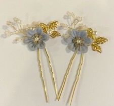 1 pair 2 pc of Handmade U shape Hair Fork Hair stick Crafted with fabric flowe