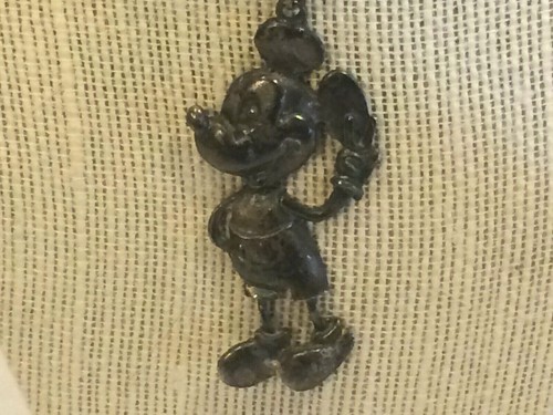 Vintage Disney Mickey Mouse Silver Necklace w/ Chain - 2" Pendant - Picture 2 of 3
