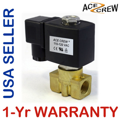 Solenoid Valve  Normally closed VITON 3/8 inch 110-120VAC - NPT - Gas Water Air