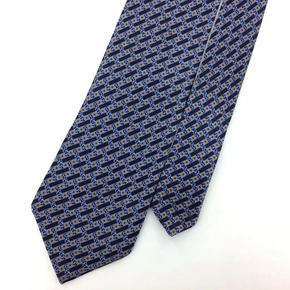 Stefano Ricci 意大利领带海军蓝/天蓝色花卉自尖豪华领带丝绸 L3 — 第 4/4 张图片