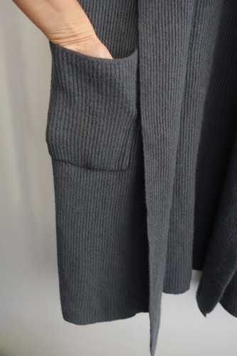 Vintage Lana Ferre Long Line Cardigan Womens Medium 10 12 Steel Blue Wool Angora - Picture 3 of 11