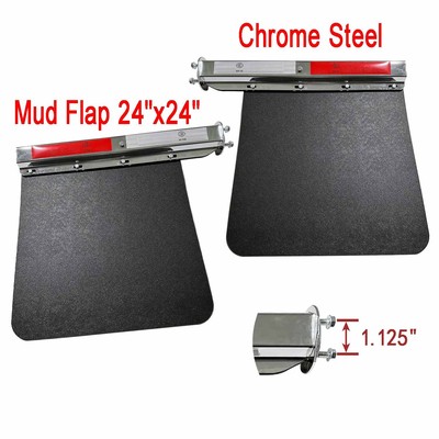 Universal Mud Flap 24*24''&1.125'' Chrome Spring Loaded Hanger for Semi Truck