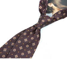 New Classic Polka Dot Brown White JACQUARD WOVEN 100 Silk Men's Necktie Tie