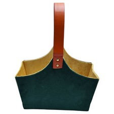 Bottle Green & Cream Velvet Handcrafted Foldable MDF Basket – Premium Gifting