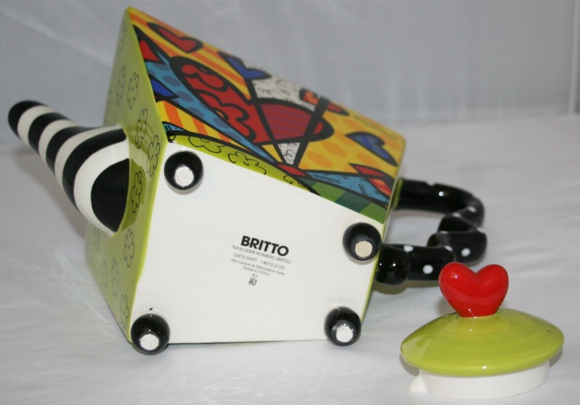 Romero Britto 2008 A New Day Teapot W/ Lid Multicolor
