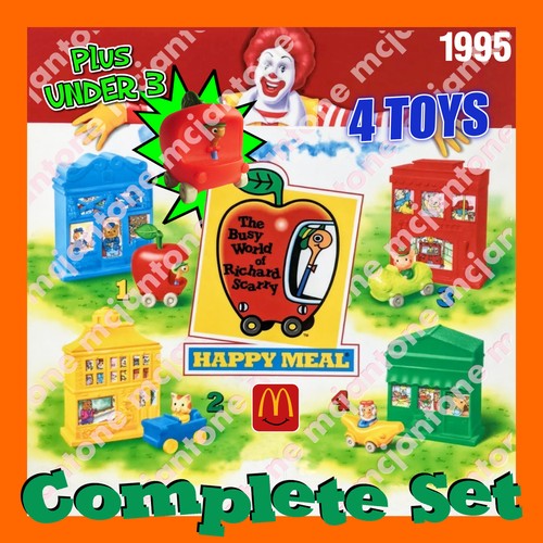 MIP SET 4+1 U-3 McDonalds 1995 RICHARD SCARRY Busy World GEBÄUDE + FAHRZEUG Auto - Bild 1 von 4