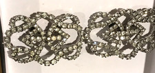 Exquisite MUSI Shoe Clips 2.5" Silver Tone Sides Up Arches Scallop Clear Stones