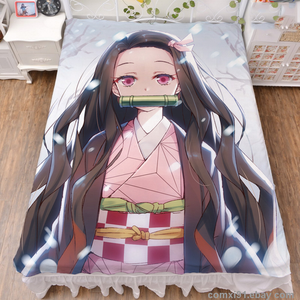 Fleece Blanket Bedsheet Anime Demon Slayer Kimetsu No Yaiba Kamado Nezuko Gift Ebay