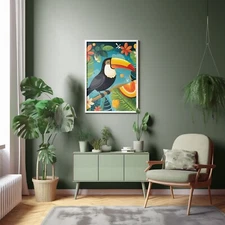 Trendy Fluffy Toucan Wall Art | Home Decor Wall Art | Digital Instant Download