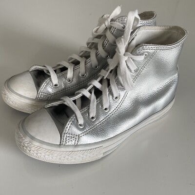 Converse Chuck Taylors silver metallic high top sneakers