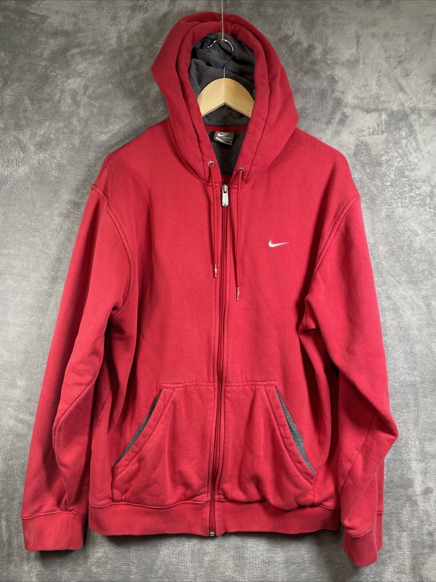 Nike Hoodie Men's L Red VTG 90's Y2K Full Zip Casual Nike Hoodie Men's L Red VTG 90's Y2K Full Zip Casual
