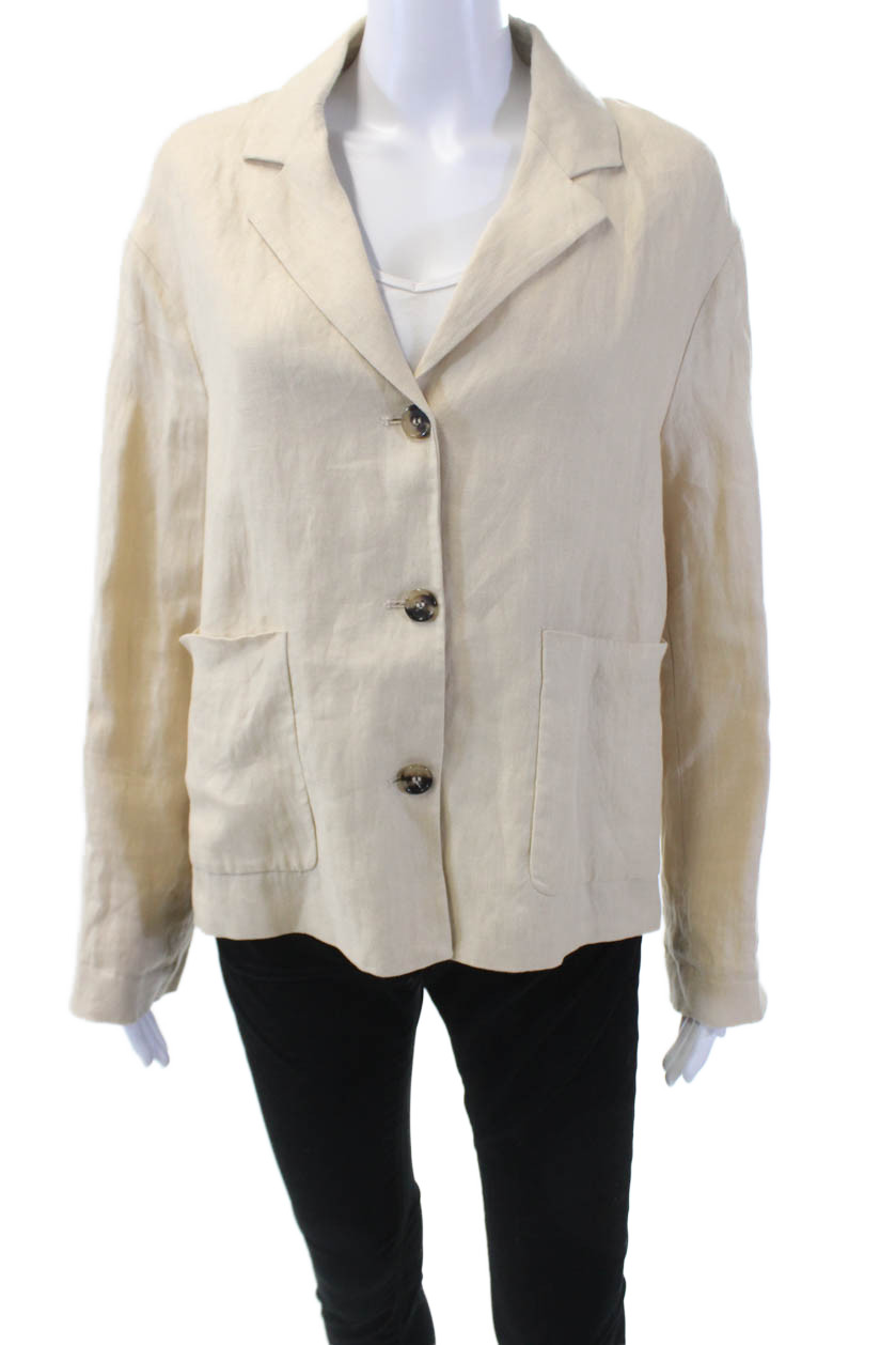 Zara Womens Collared Button Down Patch Pocket Bla… - image 1