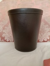 Brown Stitched Faux Leather Wastepaper Bin