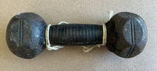 Vintage AVRES Cast Iron Dumbbell / Hand weight 4lb - Leather grip - 7.5” length