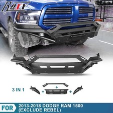 Steel Front Bumper Bull Bar For 2013-2018 Dodge Ram 1500 Guard W Led Lights