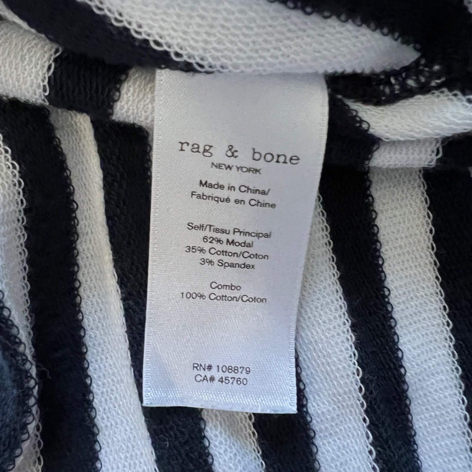 Rag & Bone Kat Split Back Tee Size S Black/White … - image 6