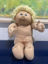 Cabbage Patch Kids Doll Boy Blonde Yarn Hair Blue Eyes Dimples Vtg 80s 1985 HM4