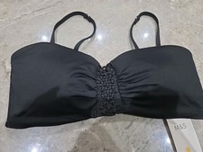 M S Macram  Detail Padded Bandeau Bikini Top Size 12 BLACK