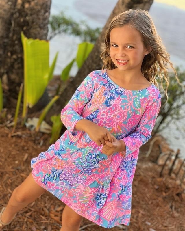 Lilly Pulitzer Girls Geanna Swing Dress Kids Printed Tiered Cotton S 4-5 281101