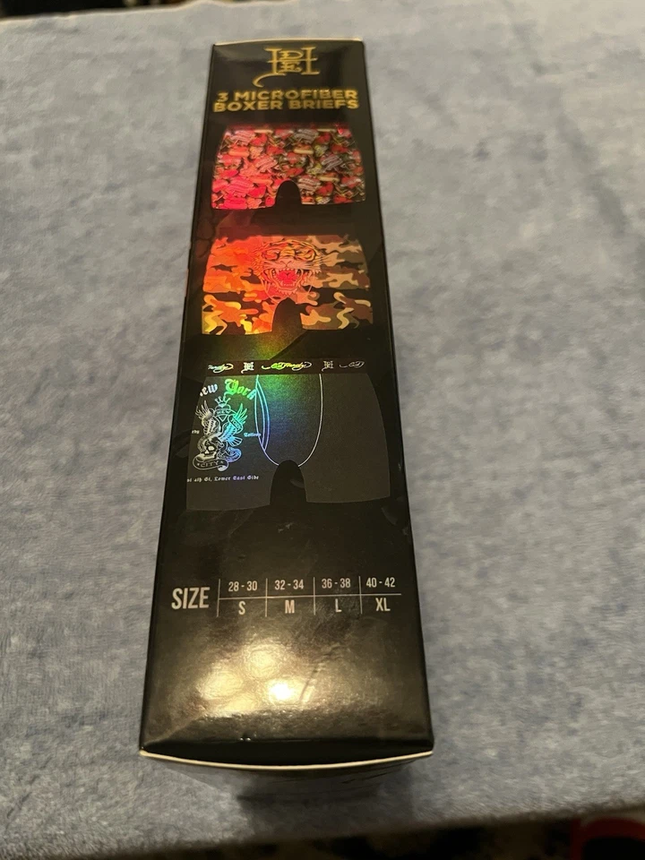 Paquete de 3 calzoncillos boxer de microfibra Ed Hardy L camuflados, negros con águila, impresión de tatuaje con mosca Foto 2 de 4
