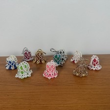 Vintage Lot of 10 Handmade Beaded Bell Christ...