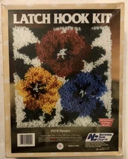 National Yarn Crafts Latch Hook Kit P478 Pansies Vintage 1988 New Sealed