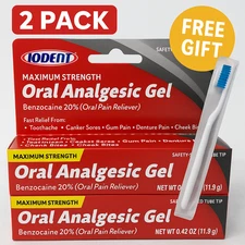 2 Pack Oral Analgesic Gel Maximum Strength, Toothache Pain Relief-0.420z 04/27