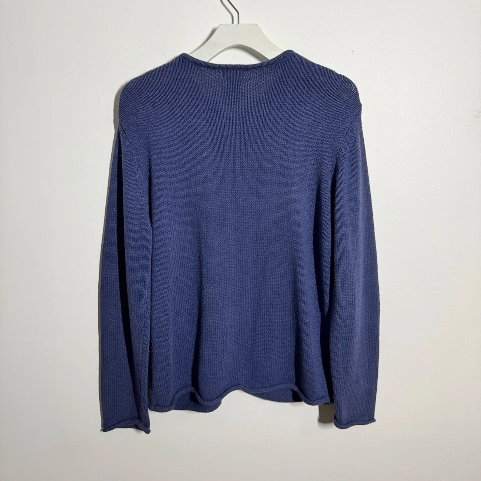 L.L.Bean свитер женщин M синий шелк хлопок кардиган минимальный скромный коттедж - Изображение 2 из 4