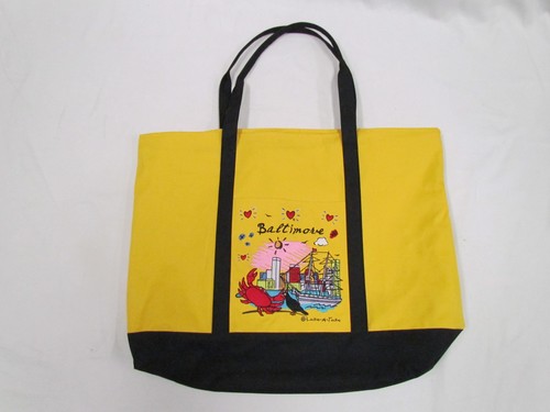 Baltimore Luke a Tuke Large Canvas Tote Bag Embroidered Zip w/ Souvenir Patches