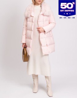 RRP€1390 YVES SALOMON Down Quilted Jacket Size XXS Fits XS Pink Rabbit Fur Trim