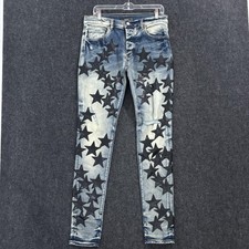 Amiri Chemist Jeans Men's 32 Blue Black Star Patch Skinny USA Denim Designer