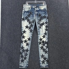Amiri Chemist Jeans Men's 32 Blue Black Star Patch Skinny USA Denim Designer