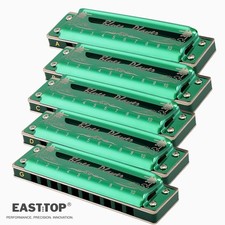 EASTTOP Harmonica Set of 5 Key of A B C D G 10Hole Diatonic Blues Harmonica Set