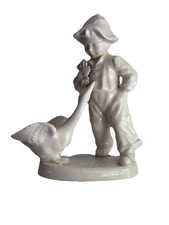 VTG White Ceramic “Boy with Goose” Figurine Statue - Made In USA 1960’s