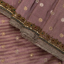 Sanskriti Vintage Lilac Pure Crepe Silk Saree Hand Embroidery Zari Worksari 6 Yd