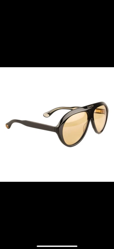 GUCCI GG0479S Women's Men's Aviator Acetate Sunglasses Black Yellow - Image 2 of 4