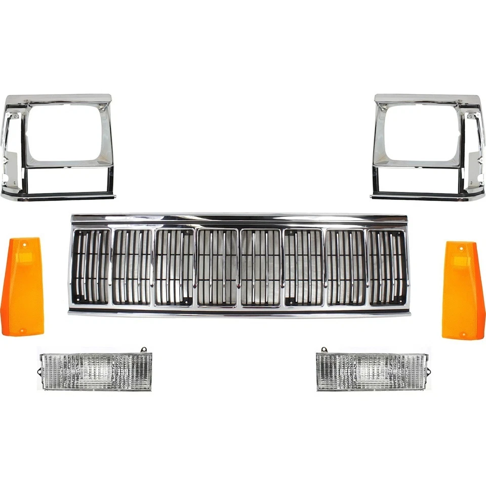 New Front Grille Headlamp Door Signal marker Lights Fits 1991-1996 Jeep Cherokee Foto 2 de 4