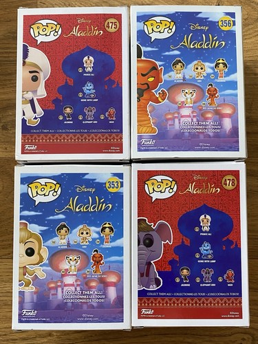 Funko POP! Disney Aladdin Pop Vinyl Lot x4 Prince Ali Red Jafar Abu/Elephant Abu - Picture 5 of 12