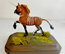 Breyer Stablemate Trotting Friesian Customized to Antelope Unicorn on Base
