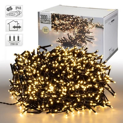 Guirnalda 3000 luces LED racimo blanco cálido decoración navidad impermeable 22m - Imagen 1 de 4