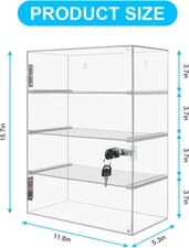 Locking Display Case Showcase Cabinet 4-Tier Acrylic with Key Clear Detachable