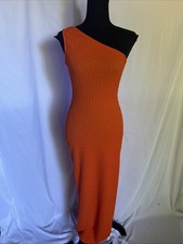 Fashion Nova Women’s Abigail Textured Orange Bodycon Dress Size Small