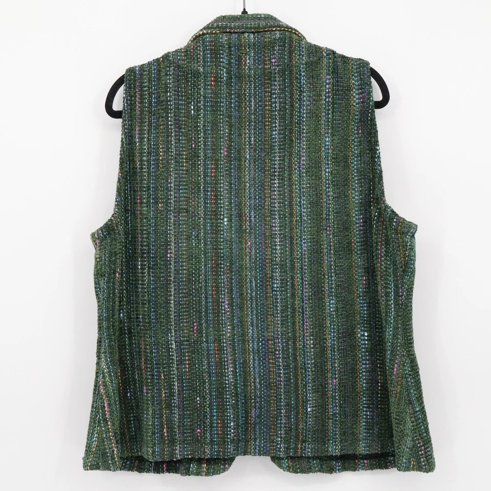 Женская пряжа шениль Elizabeth Jenkins Tweed Vest 2X Green Southwestern Artisan - Изображение 3 из 4