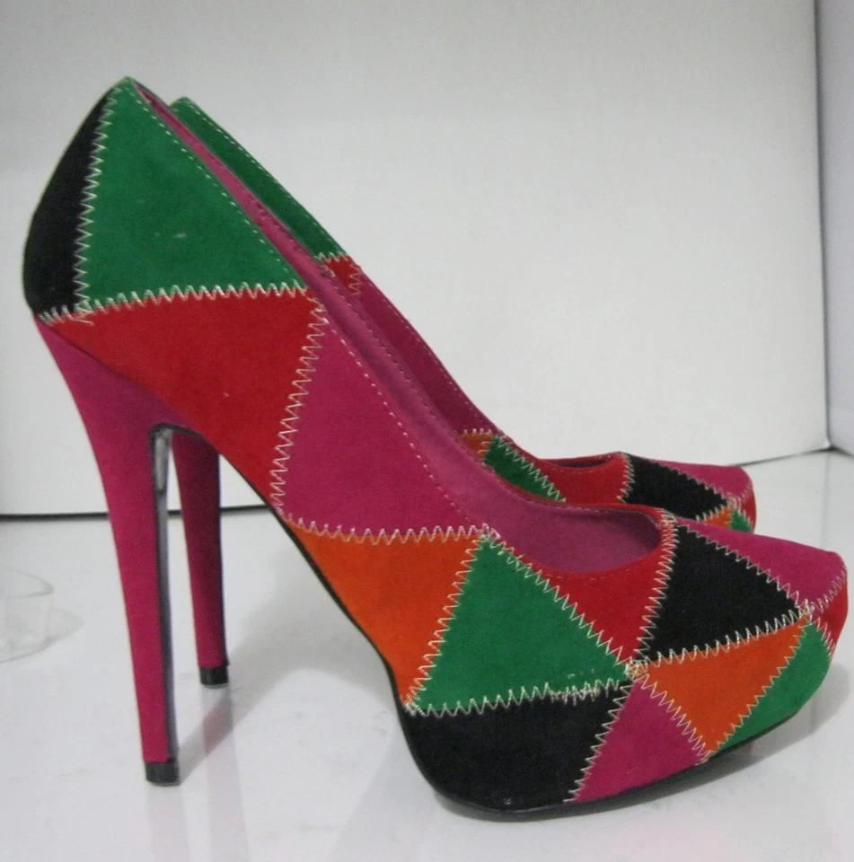 Zapatos MULTICOLOR 5.5" Alto Tacón de Aguja 1.5" Plataforma Puntera MUJERES Talla 7.5 Foto 2 de 4