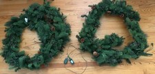 LOT OF 2 9 Pre-Lit LED Greenery Garland, 90 White / Multi-Color LED Lights