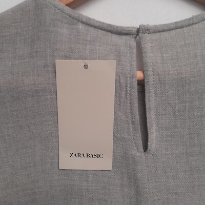 New Zara Basic Embroidered Mini Dress Size S Gray/blue Color | eBay