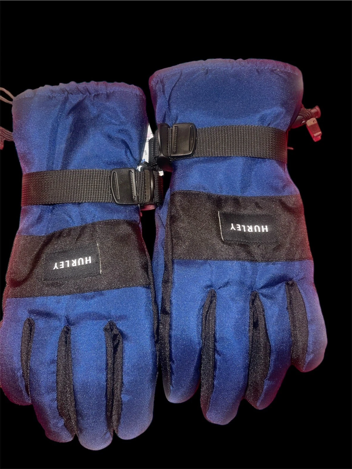 HURLEY Insulated Blue Black Ski Snowboard Winter Snow Gloves NEW Mens Size S/M