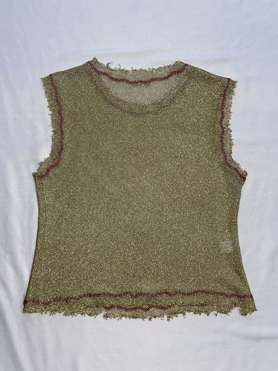 Prada Vintage Spring 1998 Gold Metallic Knit Sleeveless Crop Prada Vintage Spring 1998 Gold Metallic Knit Sleeveless Crop